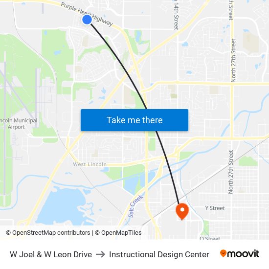 W Joel & W Leon Drive to Instructional Design Center map