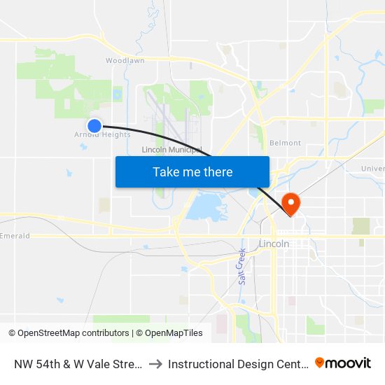 NW 54th & W Vale Street to Instructional Design Center map