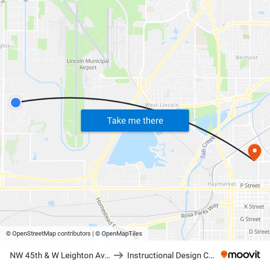 NW 45th & W Leighton Avenue to Instructional Design Center map