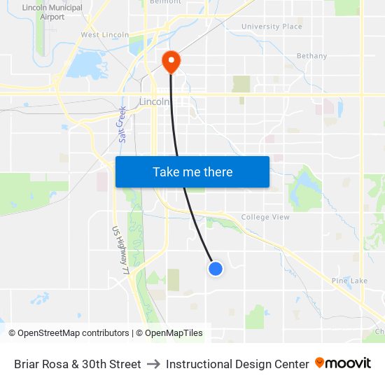 Briar Rosa & 30th Street to Instructional Design Center map