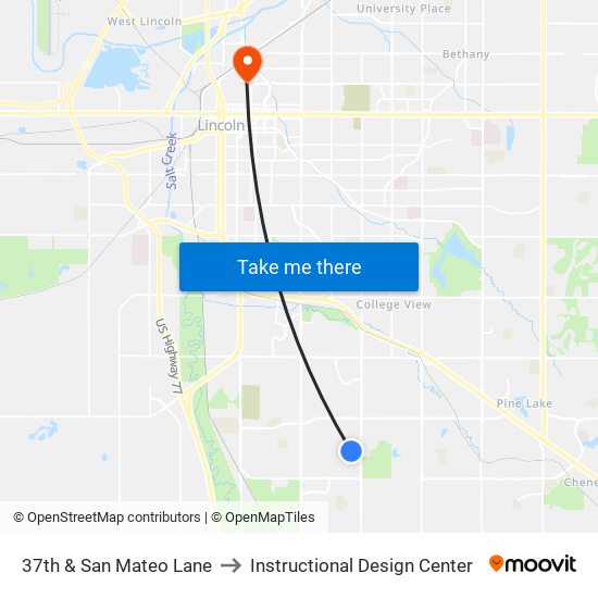37th & San Mateo Lane to Instructional Design Center map