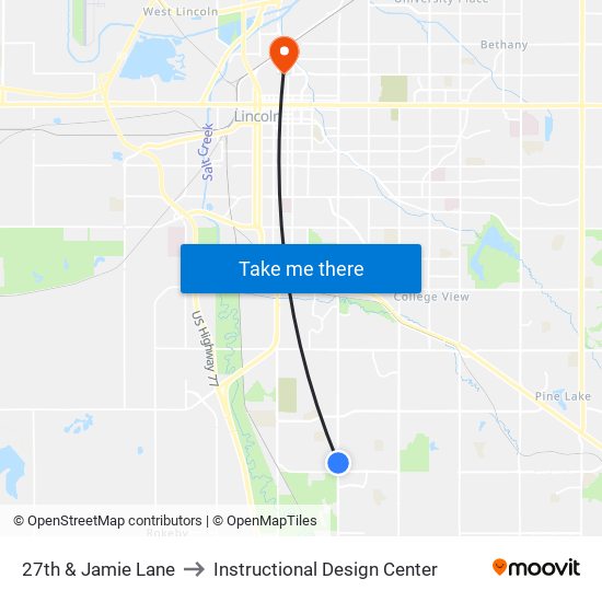 27th & Jamie Lane to Instructional Design Center map