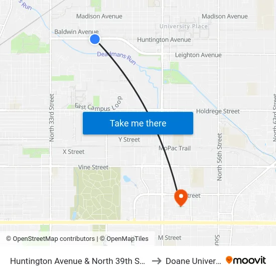 Huntington Avenue & North 39th Street, S to Doane University map