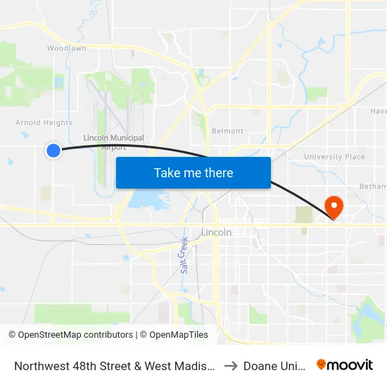 Northwest 48th Street & West Madison Avenue, NE to Doane University map