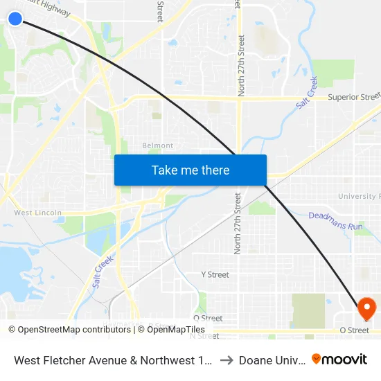 West Fletcher Avenue & Northwest 12th Street, NE to Doane University map