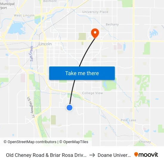 Old Cheney Road & Briar Rosa Drive, SW to Doane University map
