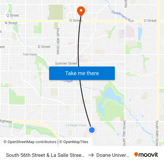 South 56th Street & La Salle Street, Se to Doane University map