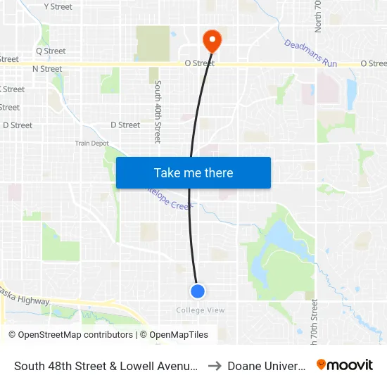 South 48th Street & Lowell Avenue, Se to Doane University map