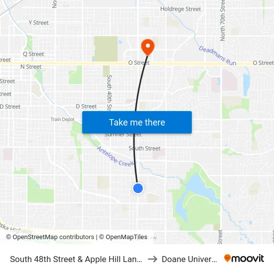 South 48th Street & Apple Hill Lane, Se to Doane University map