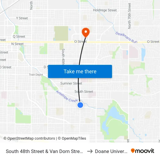 South 48th Street & Van Dorn Street, NE to Doane University map