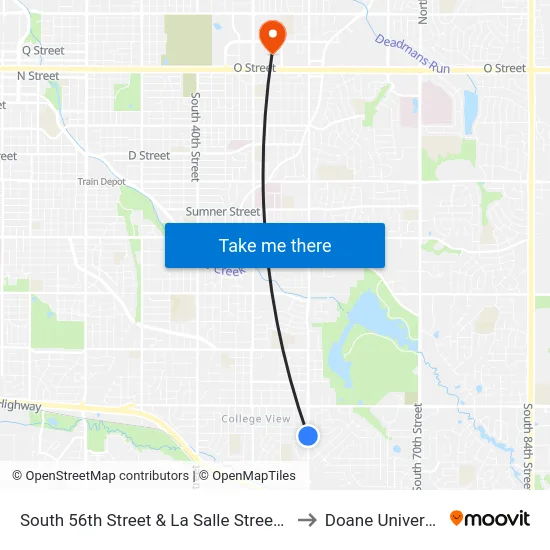South 56th Street & La Salle Street, SW to Doane University map