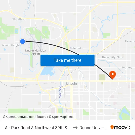 Air Park Road & Northwest 39th Street to Doane University map