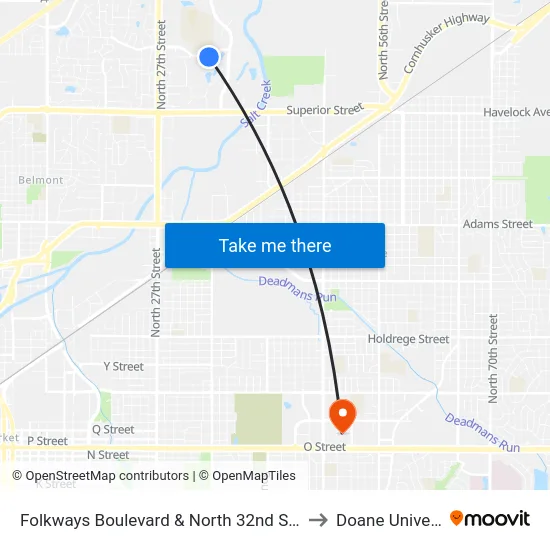 Folkways Boulevard & North 32nd Street, SW to Doane University map