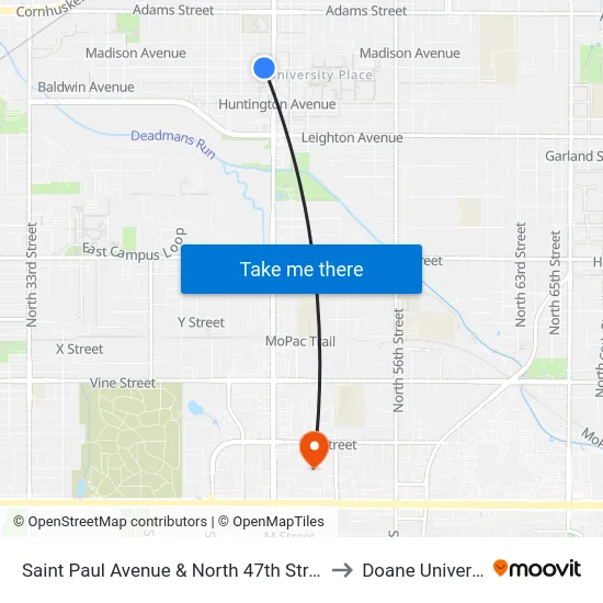 Saint Paul Avenue & North 47th Street, Se to Doane University map