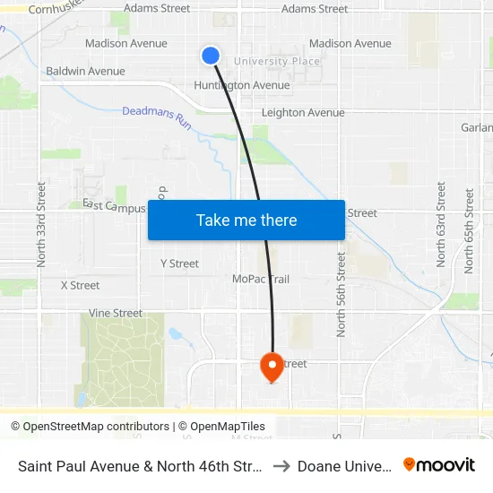 Saint Paul Avenue & North 46th Street, SW to Doane University map