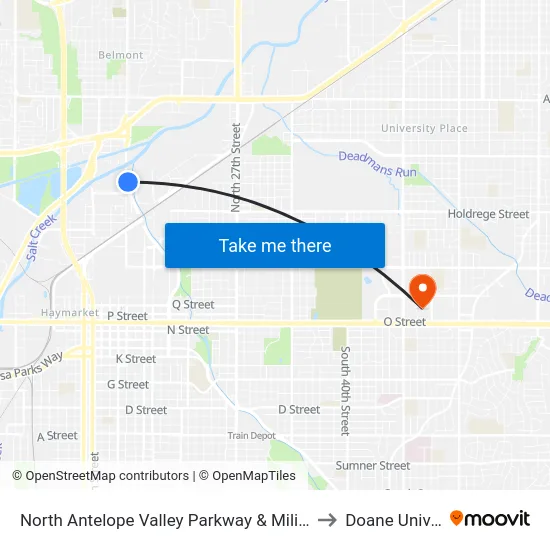 North Antelope Valley Parkway & Military Road, NE to Doane University map