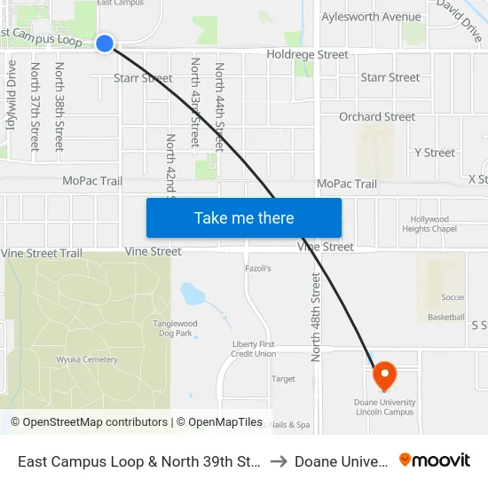 East Campus Loop & North 39th Street, Se to Doane University map