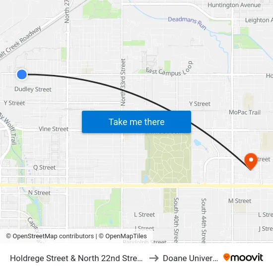 Holdrege Street & North 22nd Street, SW to Doane University map