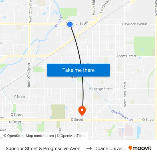 Superior Street & Progressive Avenue, SW to Doane University map