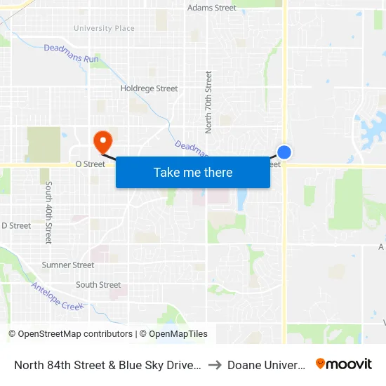 North 84th Street & Blue Sky Drive, SW to Doane University map