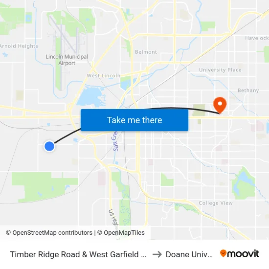 Timber Ridge Road & West Garfield Street, NW to Doane University map