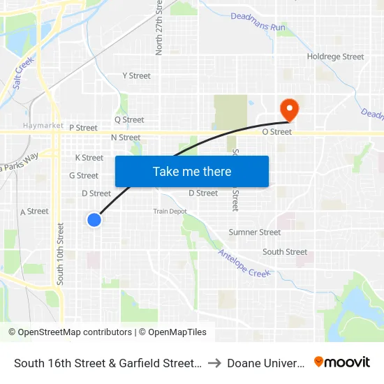 South 16th Street & Garfield Street, NW to Doane University map