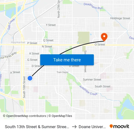 South 13th Street & Sumner Street, Se to Doane University map