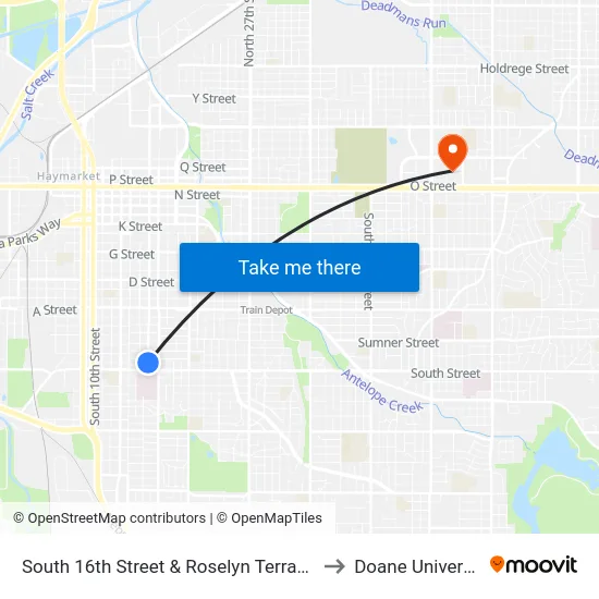South 16th Street & Roselyn Terrace, W to Doane University map