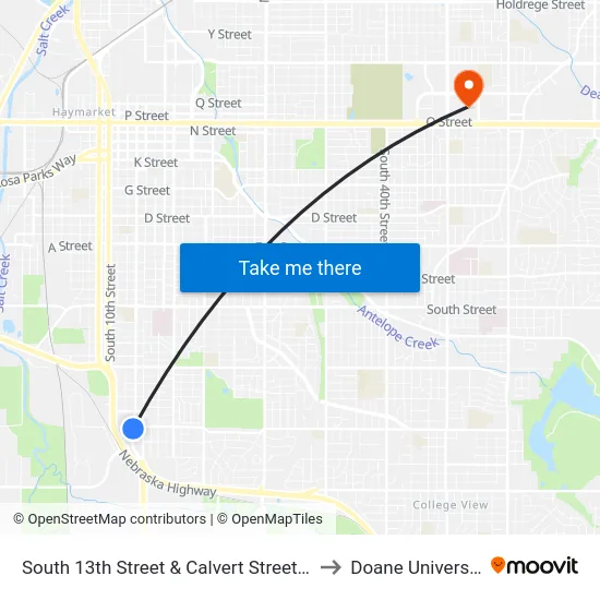 South 13th Street & Calvert Street, Se to Doane University map