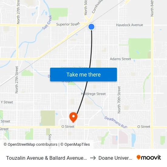 Touzalin Avenue & Ballard Avenue, NW to Doane University map