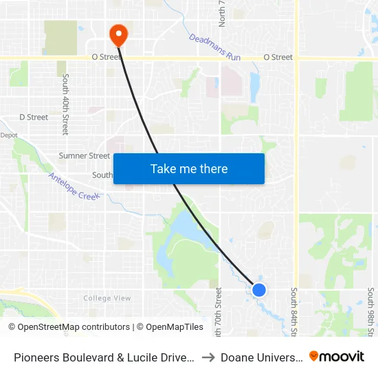 Pioneers Boulevard & Lucile Drive, Se to Doane University map