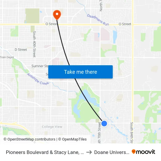 Pioneers Boulevard & Stacy Lane, SW to Doane University map