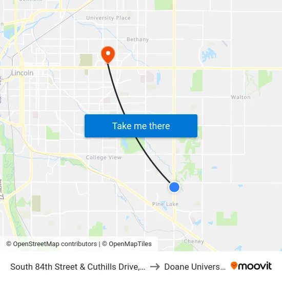 South 84th Street & Cuthills Drive, Se to Doane University map