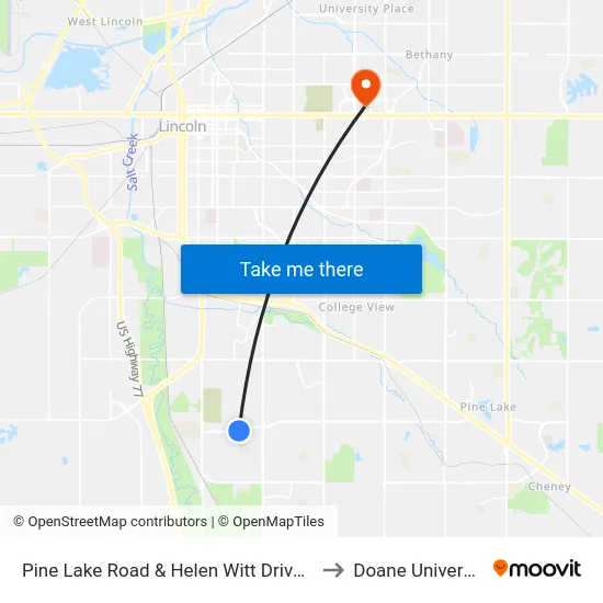 Pine Lake Road & Helen Witt Drive, Se to Doane University map