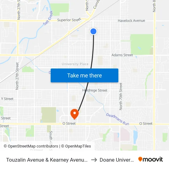Touzalin Avenue & Kearney Avenue, Se to Doane University map