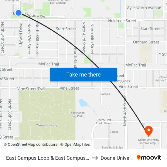 East Campus Loop & East Campus Mall, S to Doane University map