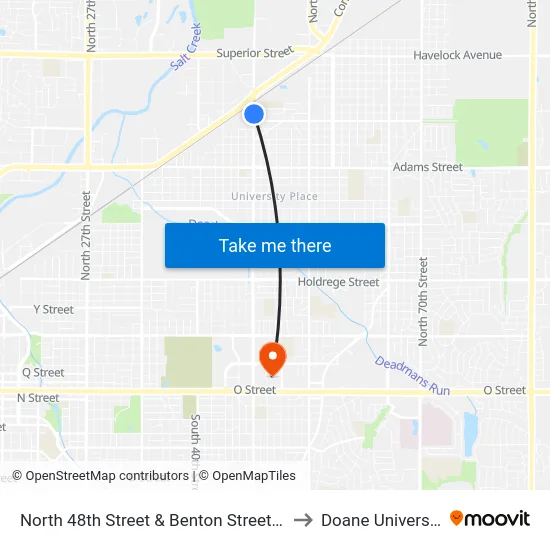 North 48th Street & Benton Street, Se to Doane University map