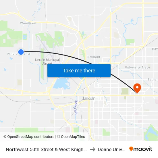 Northwest 50th Street & West Knight Drive, NW to Doane University map