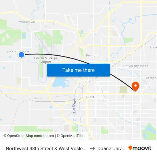 Northwest 48th Street & West Vosler Street, NW to Doane University map