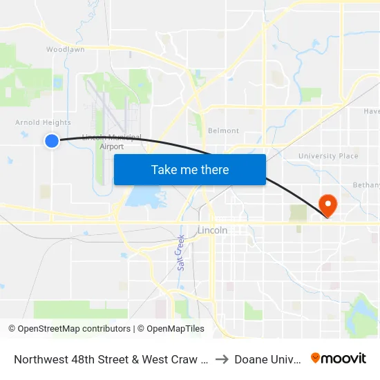 Northwest 48th Street & West Craw Street, NW to Doane University map