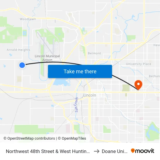 Northwest 48th Street & West Huntington Avenue, SW to Doane University map