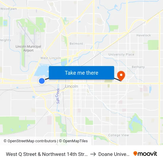 West Q Street & Northwest 14th Street, NE to Doane University map