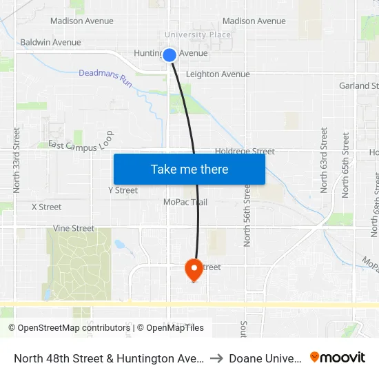 North 48th Street & Huntington Avenue, Se to Doane University map