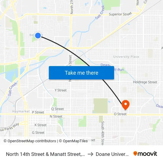 North 14th Street & Manatt Street, SW to Doane University map