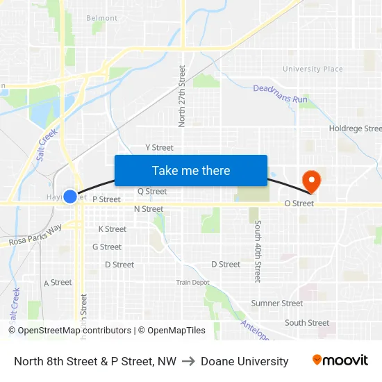 North 8th Street & P Street, NW to Doane University map