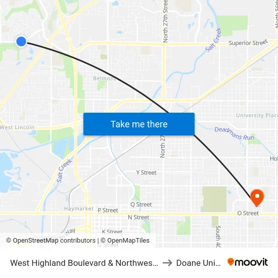 West Highland Boulevard & Northwest 7th Street, SW to Doane University map