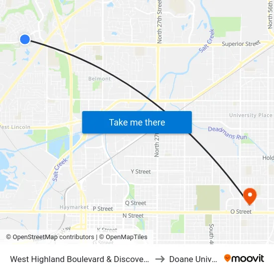 West Highland Boulevard & Discovery Drive, Se to Doane University map