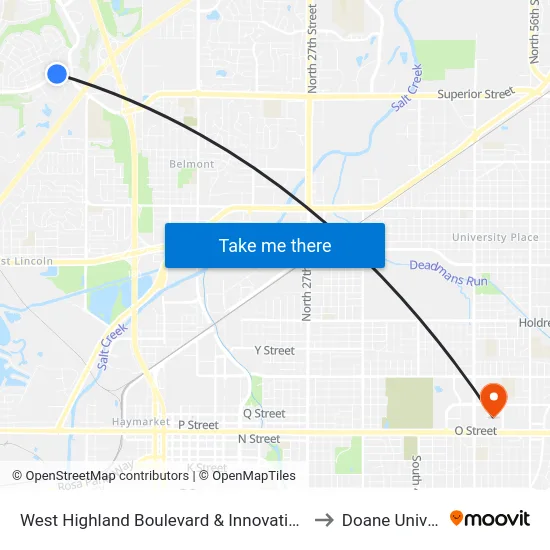 West Highland Boulevard & Innovation Drive, SW to Doane University map