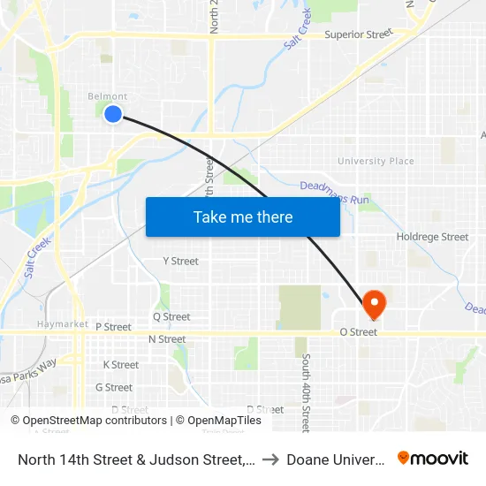 North 14th Street & Judson Street, NW to Doane University map