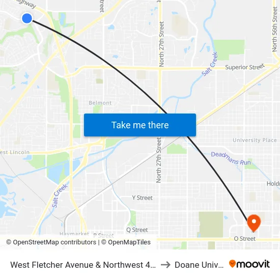 West Fletcher Avenue & Northwest 4th Street, NE to Doane University map